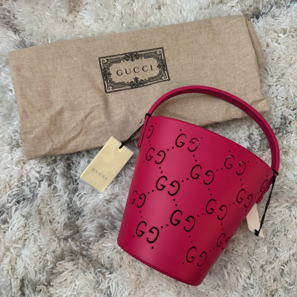 Gucci Pink Monogram Shoulder bucket Bag